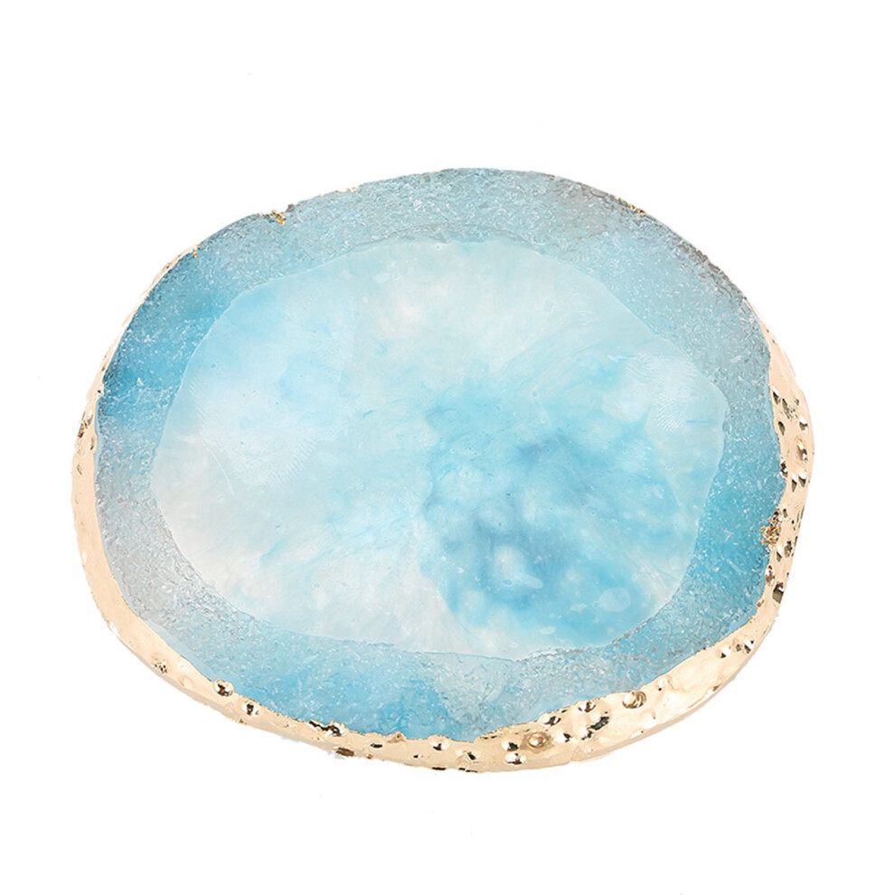 Golden/Blue Resin Nail Art Palette Paint Drawing Color Dish