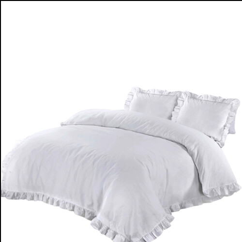 Ruffle Santiago Frill Duvet Quilt Bedding Cover Sheets (Double)