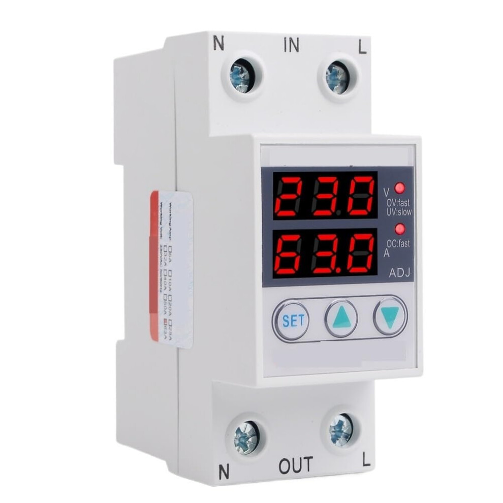 220V 110V 63A Self-Recovery Voltage Protector Relay With Double Led Voltmeter For Din Rail Monitoring 6276012505664