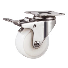 Silent 304 Stainless Steel Caster Wheel 1.5 Inch 2 Inch Waterproof Rust-Proof Nylon Trolley with Brake 1 Piece