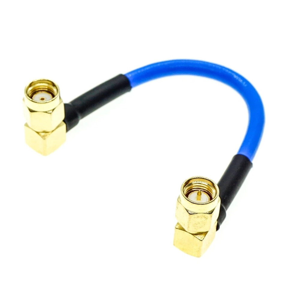Rpsma Male Right Angle To Sma Male Right Angle Coaxial Cable Rg405 50 Ohm 2M .086 Inch Semi Flexible Blue 6276012506036