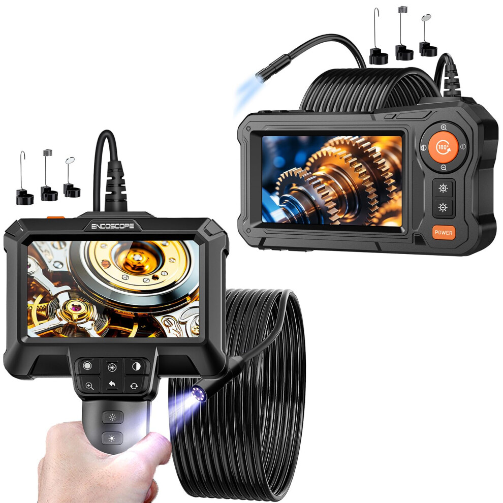 Inspection Borescope 4.3" Endoscope Camera HD 1080P with 8 Adjustable LED Lights and 16.5ft Semi-Rigid Cord IP67 Waterproof-image-OPC-PJNXGPT-NEW