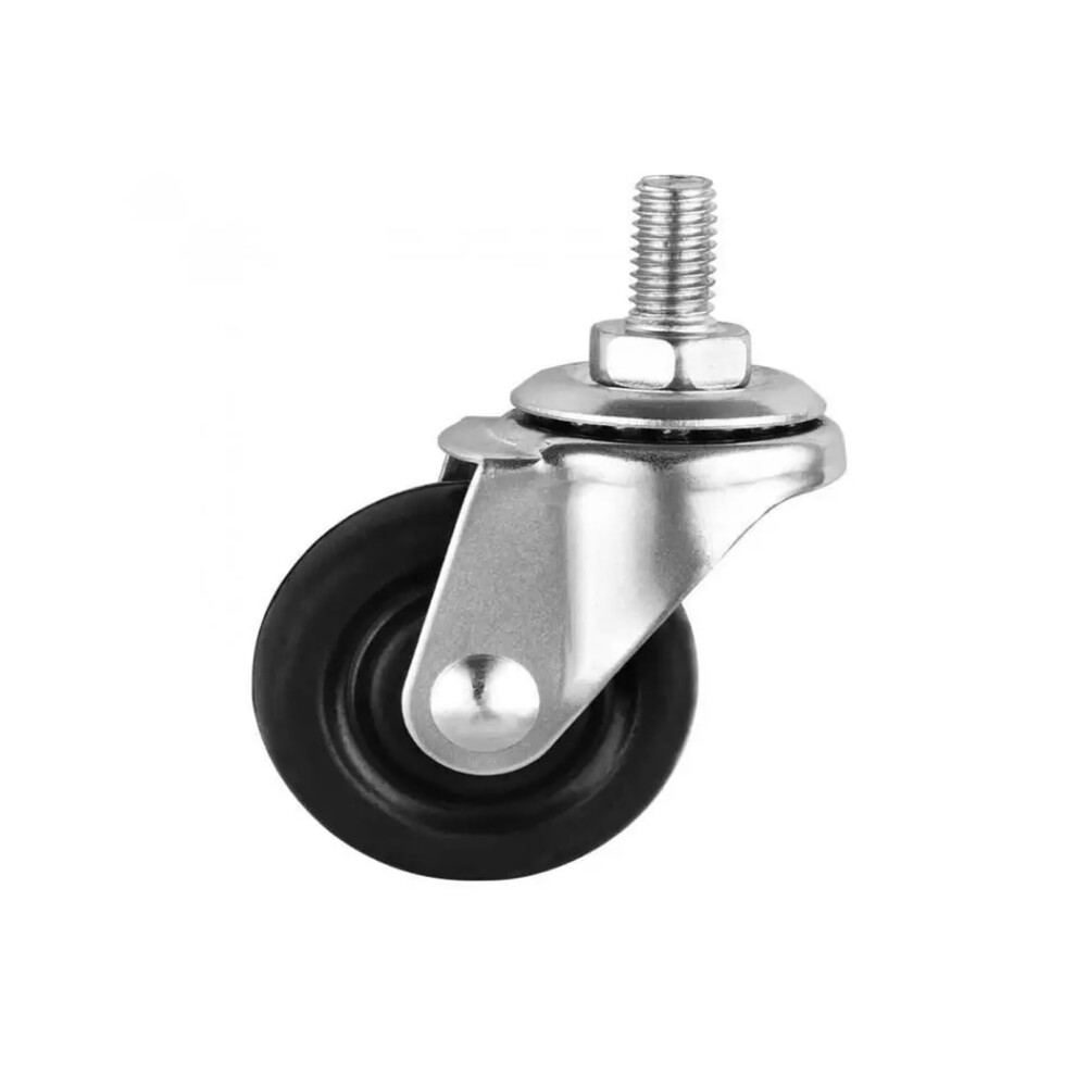 1.5 Inch Rubber Swivel Caster Wheels M8 - 4 Pieces Batch, Heavy Duty, Silent, Screw Mount For Furniture And Equipment 6276012506517