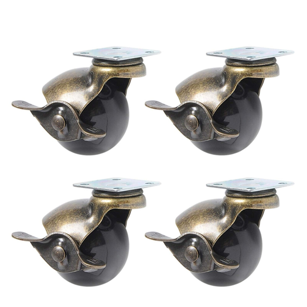 2 Inch 50Mm Black Trolley Wheels Caster Rubber Swivel Casters With Brake For Office Chair Sofa 30Kg Capacity 4Pcs 6276012506623