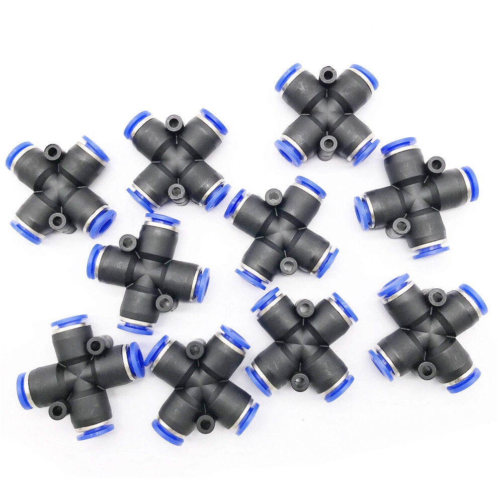 6Mm (1/4Â) Cross Union Push To Connect Air Line Fittings, 10Pcs Durable Tube Connector For Pneumatic Systems 6482260690124