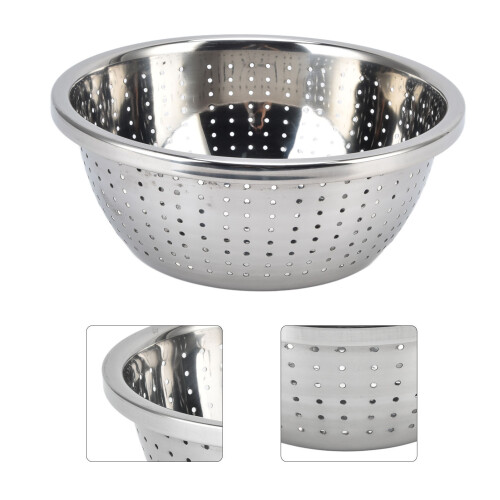 24cm Rustproof Stainless Steel Vegetable Washing Basket - Silver for Kitchen 2
