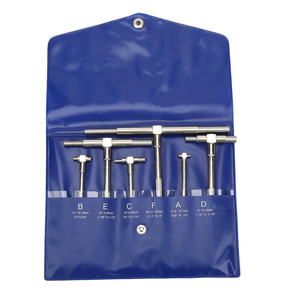Telescopic Gauge Set 6Pcs 8-150Mm Adjustable Inner Diameter T-Bore Hole Gauge Plated Head Micrometer Tools 6947110201436