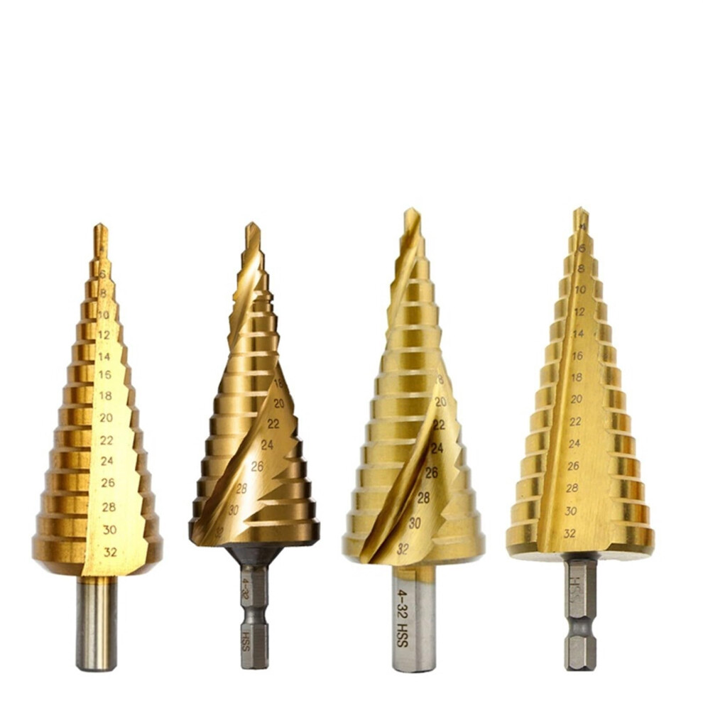 Step Drill Bit Hss Spiral Grooved Triangle Hex Shank 3-4 To 20Mm Metal Woodworking Hole Cutter Titanium 9 Steps 6482260691602