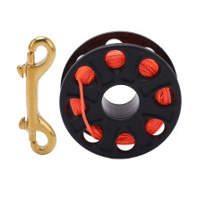 30M Tauchreel Tauchermanscheibe mit Fingerrolle und Doppel-End-Bolt-Schnappverschluss fluoreszierendes Orange Kabel Schwarz