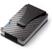 Carbon Fiber Credit Card Holder with Metal Money Clip -nfc Rfid Blocking Slim Metal Wallet