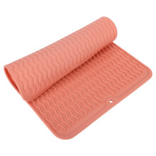 Flexible Rubber Dish Drying Mat Pink 405x310mm Non-slip Eco-Friendly