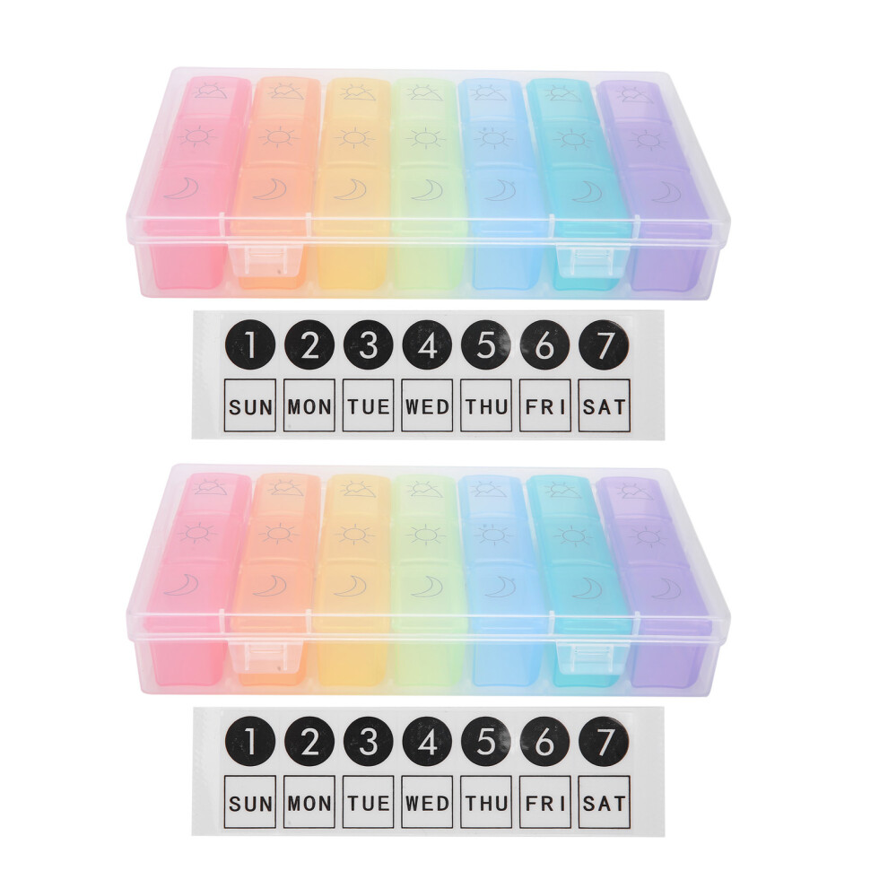 2pcs 21 Slot Weekly Pills Box Portable Pillbox