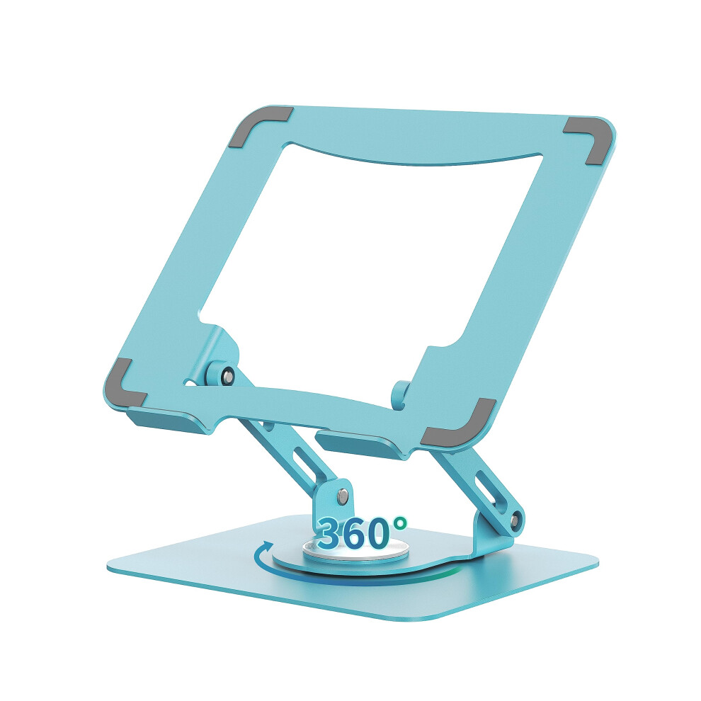 Laptop Stand With 360 Rotating Base, Adjustable Height For 10-15.6" Laptops, Foldable Metal Computer Riser, Blue 6276012508368