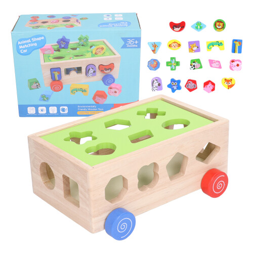 18 Hole Beech Shape Sorter for 3+ Kids, Geometric Matching Toy 1
