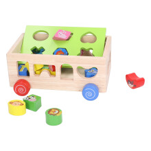 18 Hole Beech Shape Sorter for 3+ Kids, Geometric Matching Toy