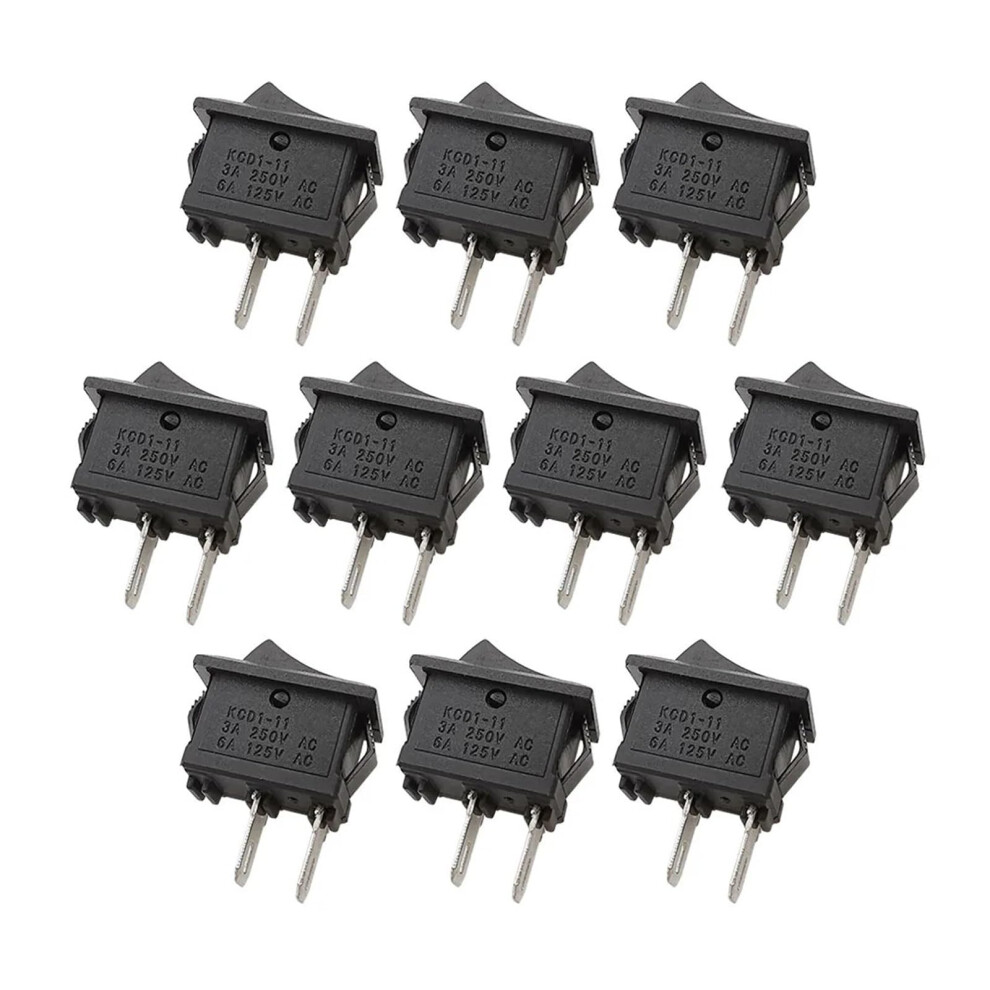 Kcd1 2 Pin Rocker Switch 10X15mm Push Button Spst 3A 250V Ac On Off Snap-In Boat Switches 10 Pack Black 6482260692906