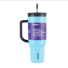 (Sky Blue, 40oz) 40oz Double Wall Vacuum Insulated Stainless Steel Tumbler with Handle and Straw, Leak Proof Lid for Car Outdoor Use