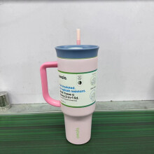 (Blush Pink, 40oz) 40oz Double Wall Vacuum Insulated Stainless Steel Tumbler with Handle and Straw, Leak Proof Lid for Car Outdoor Use