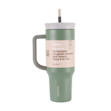 (Earth Green, 40oz) 40oz Double Wall Vacuum Insulated Stainless Steel Tumbler with Handle and Straw, Leak Proof Lid for Car Outdoor Use