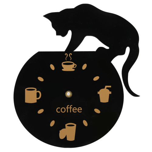 Gato Café 11.11oz Acrílico 3D Reloj de Pared de Cocina 2