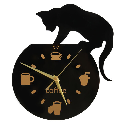 Gato Café 11.11oz Acrílico 3D Reloj de Pared de Cocina 1