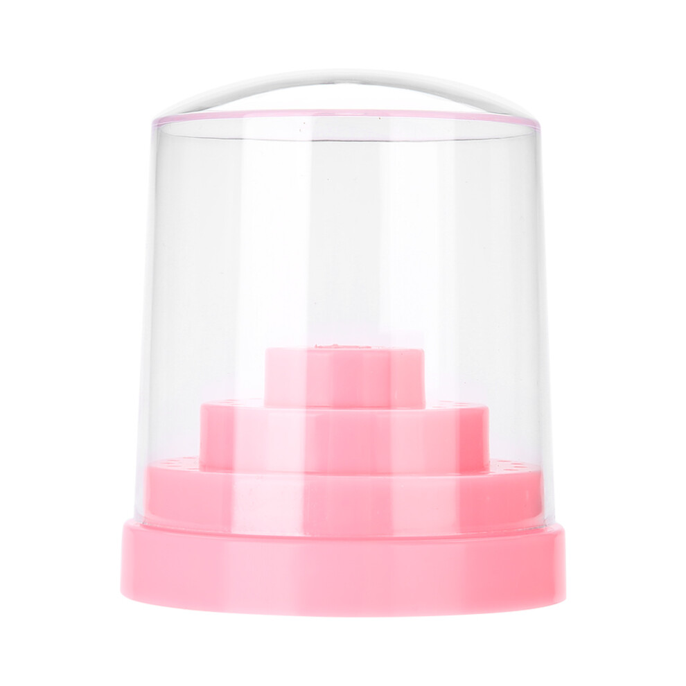 Pink 48 Holes Nail Art Plastic Nail Drill Stand Holder
