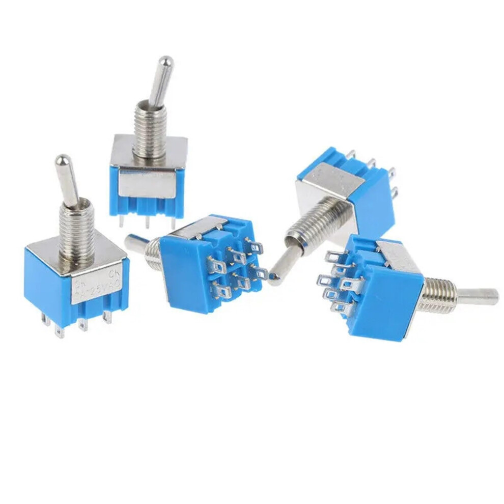 5Pcs Miniature Toggle Switch Dpdt On-On 120Vac 6A 1/4 Inch Mounting Mts202 Double Pole Double Throw 6947110205250