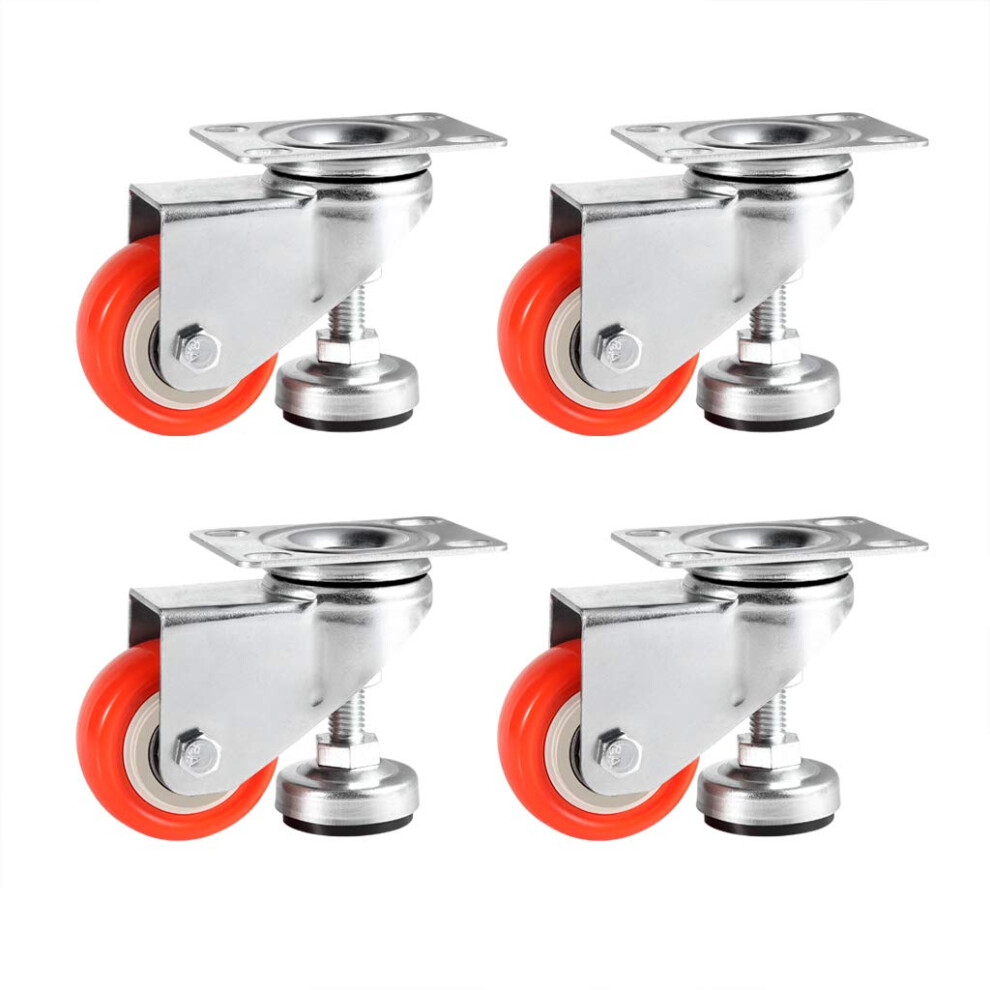 2" Adjustable Leveling Caster Wheels 4 Pcs, Swivel Plate Casters For Dollies, Workbench, Load Capacity 330Lbs 6482260695631