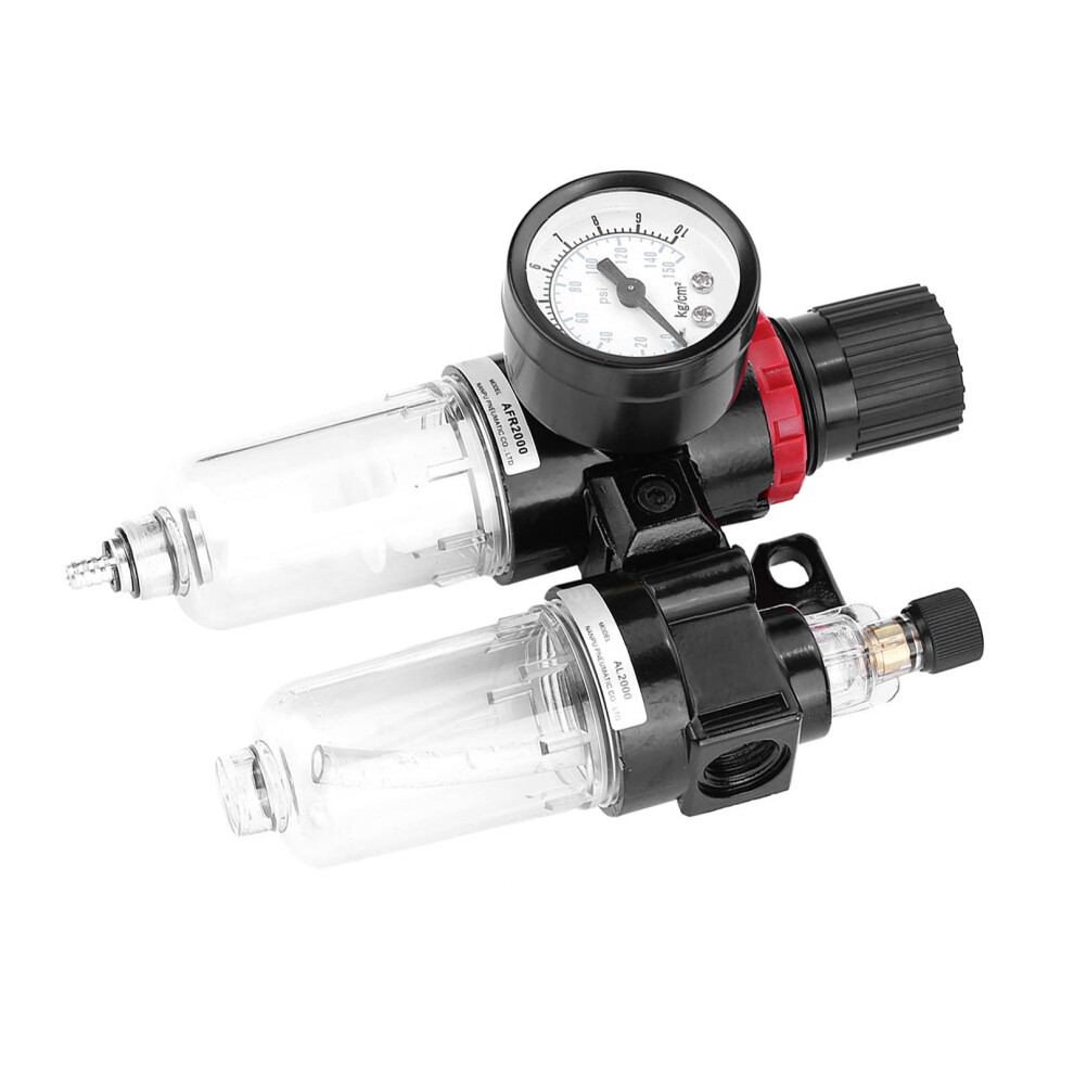 Pneumatic Air Pressure Filter Regulator Lubricator G1/4 Black 0.05-0.85 Mpa 650 L/Min For Garage Workshop Air Compressor 6482260696492