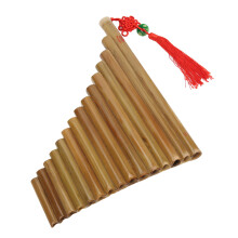 Pan Flute 15 Pipes G Key Bamboo Traditional Wind Instrument Natural Color