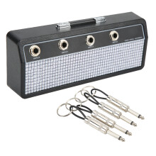 Wall Mount Guitar Plug Storage Box with 4 Keychains, Metal Guitar Key Holder