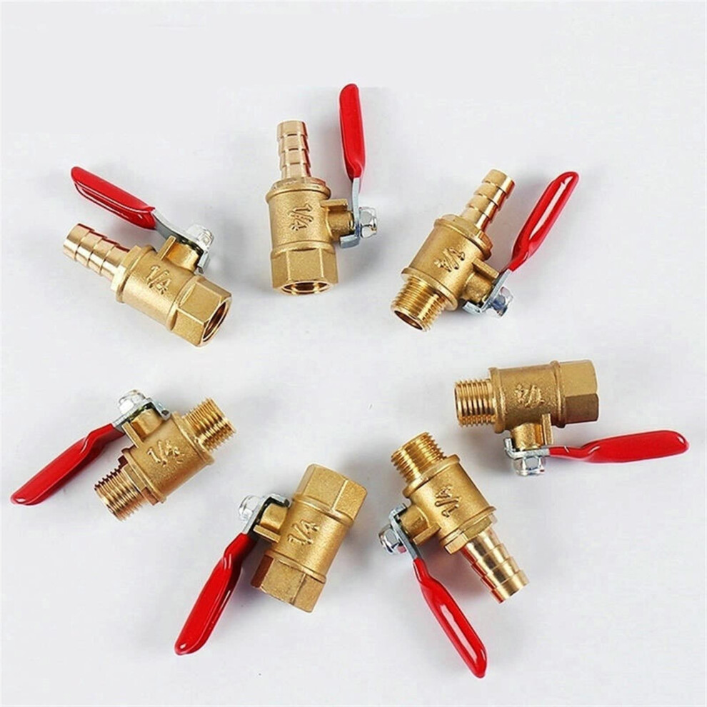 Brass Ball Valve Barb 6Mm 8Mm 10Mm 12Mm Male Female Pt 1/8 1/4 3/8 1/2 Water Air Gas Pipe Joint 1 Piece 6947110206547