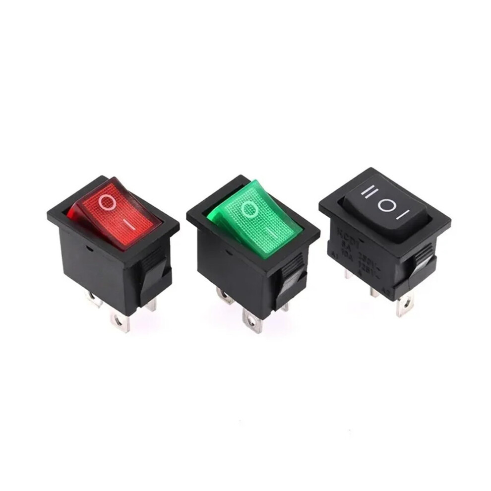 Kcd1 2Pin Rocker Switch 10Pcs 21X15mm 6A/250Vac 10A/125Vac Red Green Black Lighted Power Button 3Pin 4Pin 6276012512167