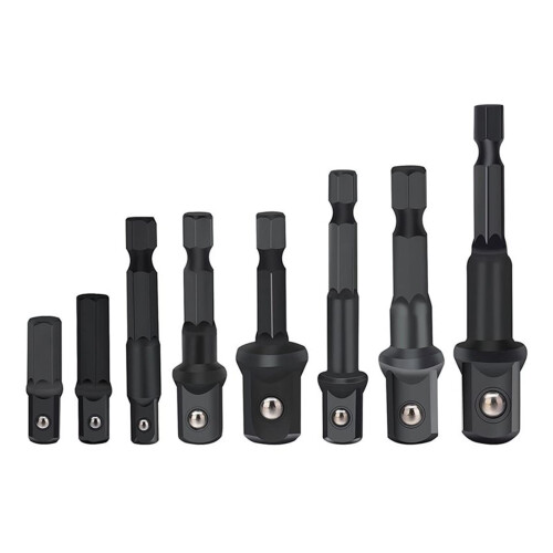 Drill Socket Adapter Set for Impact Driver 8 Pieces Hex Shank to Square Socket Extension Tool Compatible with Standard Drill Bits