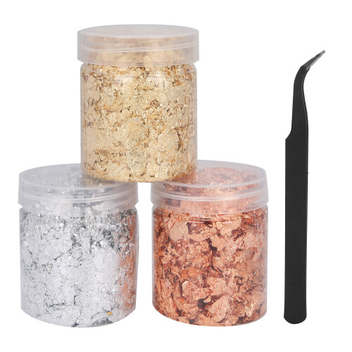 3pcs Imitation Gold Foil Flakes Glitter Nail 1