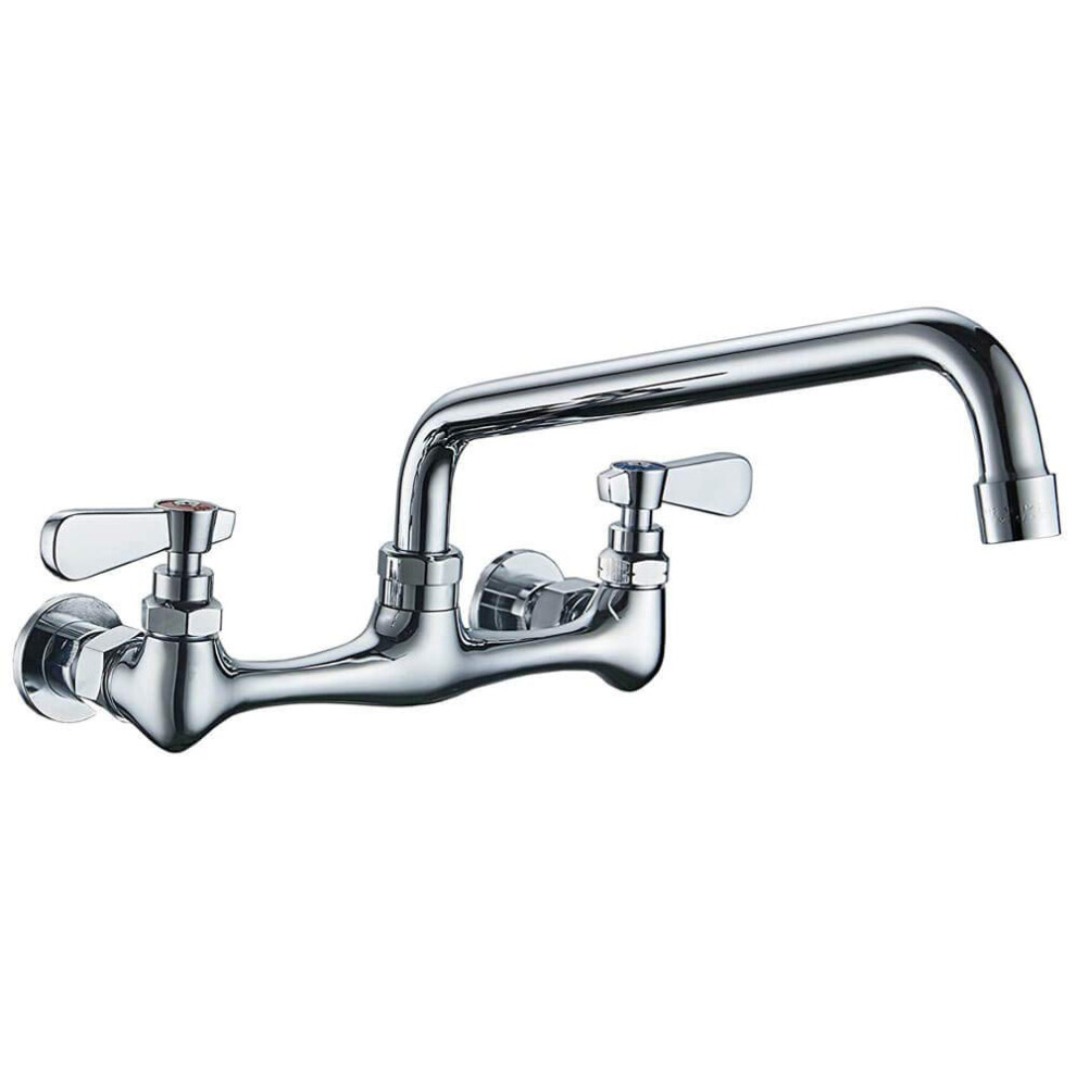 Utility Sink Faucet Wall Mount Commercial Kitchen Laundry Faucet 8 Inch Chrome Swivel Spout Dual Handle Mixer Tap 6276012512372