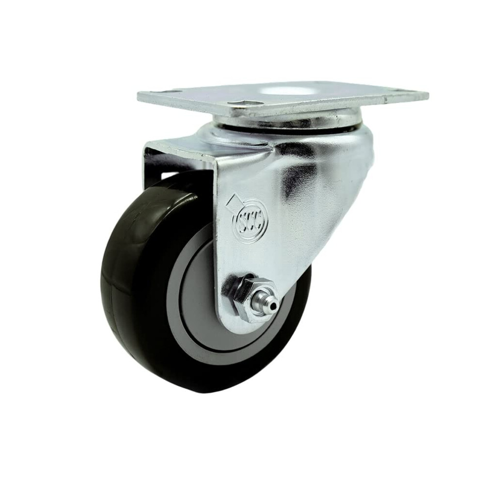 Polyurethane Swivel Caster With 3 Inch Black Wheel - Heavy Duty 300 Lbs Capacity Top Plate For Furniture And Equipment 6276012513256