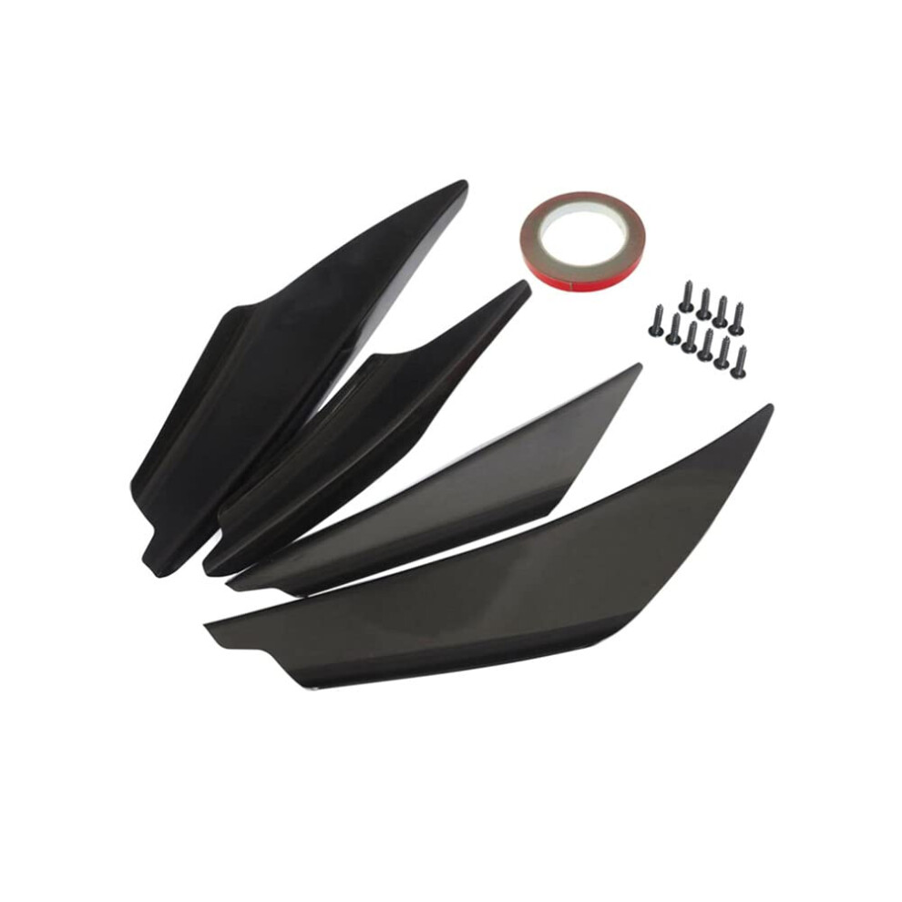 4Pcs Front Bumper Canards Splitter Fins Universal Body Diffuser Spoiler For Car Styling And Aerodynamics Black 6482260699424