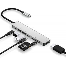 Usb C Hub Adapter Dongle Compatible with Macbook Air, Macbook Pro with 4k 60hz Hdmi, 87w Power Delivery, 2 Usb Ports And Sd Tf Card Reader
