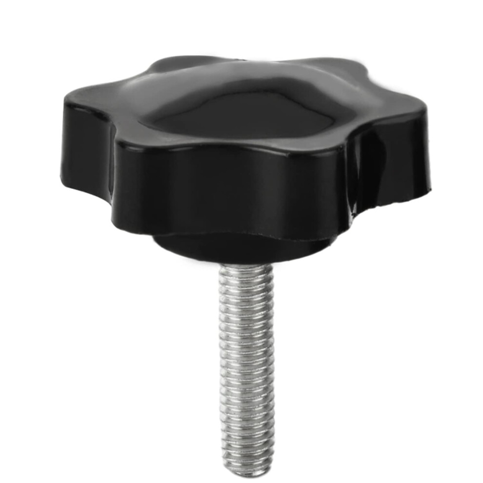 M6x30mm Male Thread Knurled Clamping Knobs Grip, Plastic Star Head Hand Bolt Knobs, 50Mm Long Metal Stud Grips Black 6947110208916