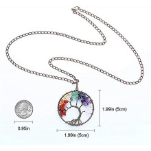 7 Color Tree Of Life Crystal Pendant Necklace Tumble Stone Exquisite Tree Of Wisdom Ancient Copper Necklace$crystals Quartz Tree Of Life Necklace 7 Ch