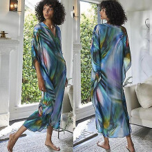 Moroccan Kaftan Bohemian Printed Tunic Women Size Beach Wear Swim Suit Cover Up Robe De Pla