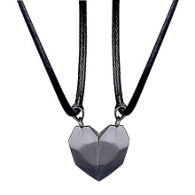 2-pack Simple Couple Matching Friendship Heart Magnetic Pendants