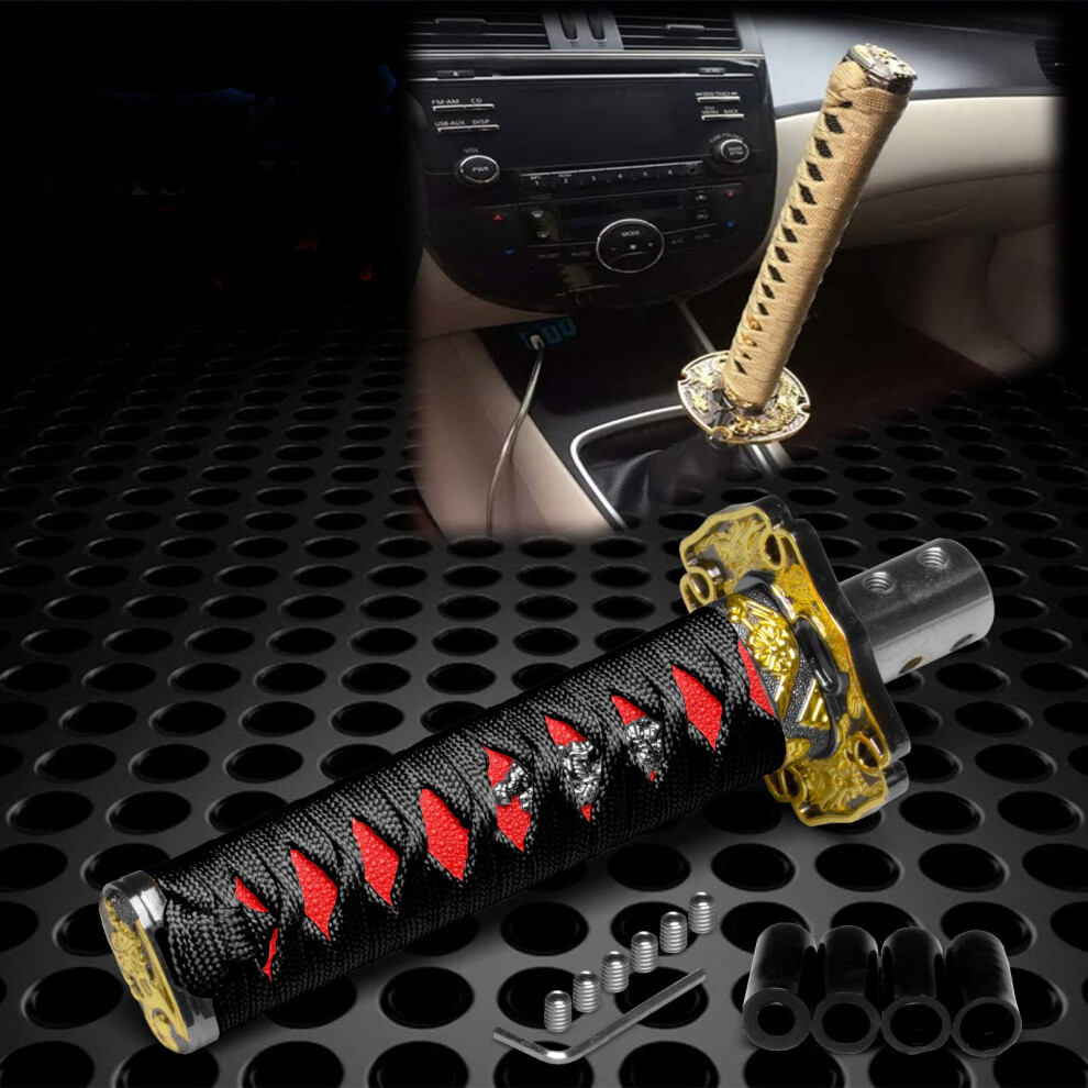 Samurai Sword Shift Knob 20Cm Alloy Katana Shifter Adapter Universal Fit For Cars Black/Red 6482260700366