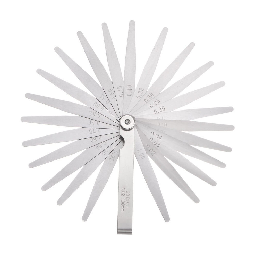 Metric Feeler Gauge 23 Blades 65Mn Spring Steel Thickness Gauges For Measuring Gap Width 0.02-1Mm 6947110209654