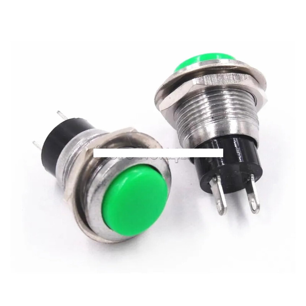 10Pcs Ds-318 Green 12Mm Round Push Button Reset Switch For Horn Doorbell 3A 125Vac Non-Locking Design 6482260700502
