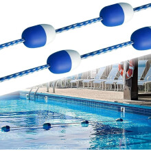 Floating Pool Safety Divider Rope with Hooks, 10m/32.8ft Buoy Line for Swim Race Lanes and Hazardous Area Partitioning