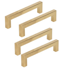 Tiradores de armario dorados de acero inoxidable 12x12x128mm