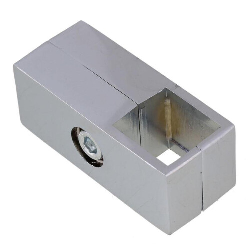 4 X Silver Square Tube Connector 2 Way Clamp Rack Fitting for 2.5cm Pipe 2