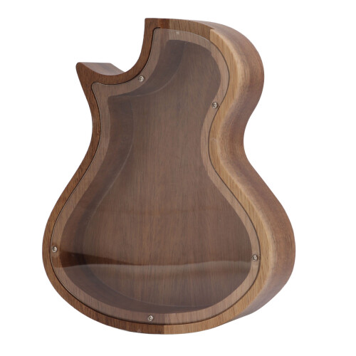 Hucha con forma de guitarra, madera maciza, color madera 1